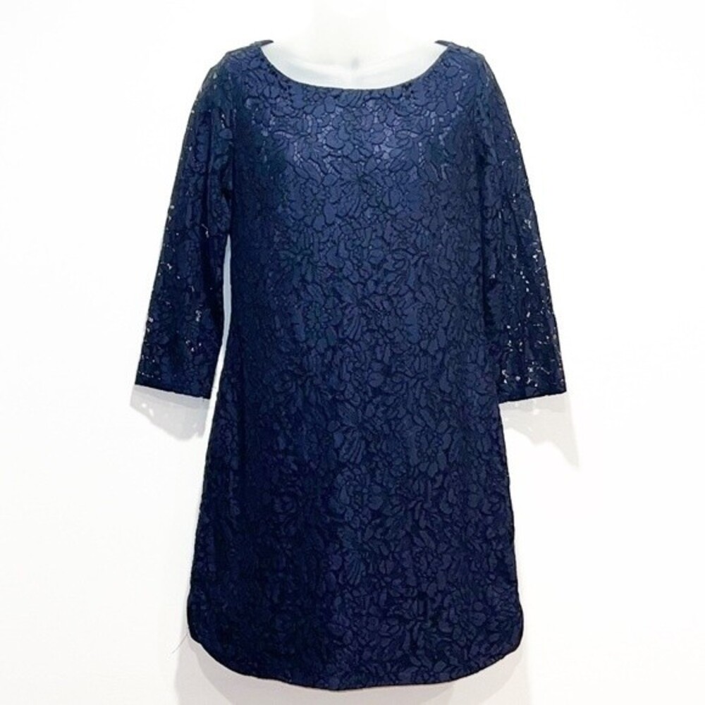 Vince Camuto Navy Floral Lace Dress 8 VC6M9871